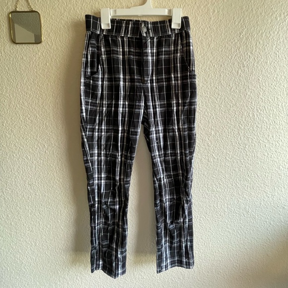 Monochrome plaid straight leg pants - Picture 2 of 4